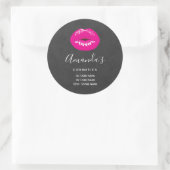 Hot Pink Lips Glamour Illustration Business Runder Aufkleber (Tasche)