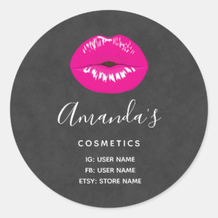 Hot Pink Lips Glamour Illustration Business Runder Aufkleber