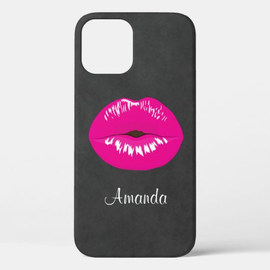 Hot Pink Lips Glamour Illustration Case-Mate iPhone Hülle (Rückseite)