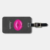 Hot Pink Lips Glamour Illustration Gepäckanhänger (Vorderseite horizontal)