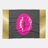Hot Pink Lips Glamour Illustration Geschirrtuch (Horizontal)