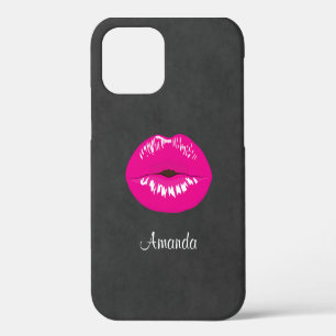 Hot Pink Lips Glamour Illustration iPhone 12 Hülle