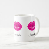 Hot Pink Lips Glamour Illustration Kaffeetasse (VorderseiteRechts)