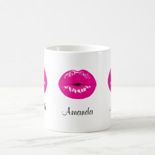 Hot Pink Lips Glamour Illustration Kaffeetasse