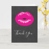 Hot Pink Lips Glamour Illustration Karte (Gelbe Blume)