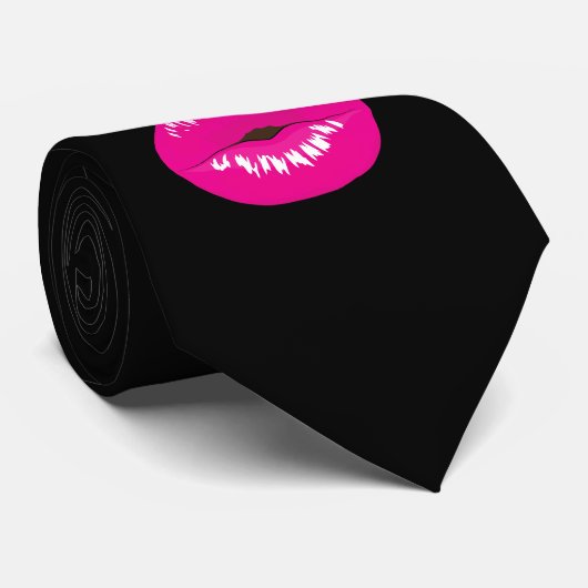 Hot Pink Lips Glamour Illustration Krawatte (Gerollt)