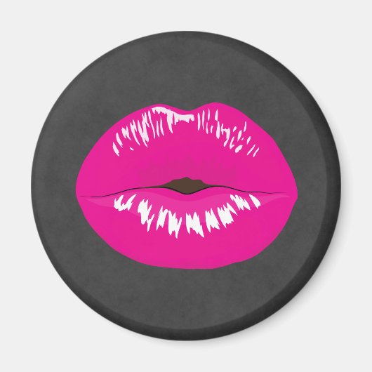 Hot Pink Lips Glamour Illustration Magnet (Vorne)