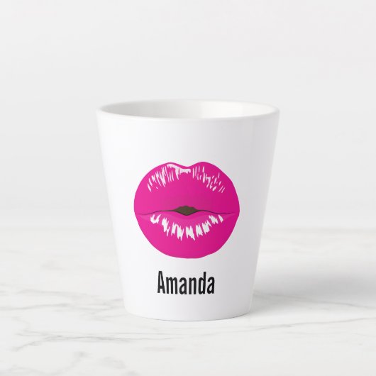 Hot Pink Lips Glamour Illustration Milchtasse (Vorderseite)