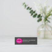 Hot Pink Lips Glamour Illustration Mini Visitenkarte (Stehend Vorderseite)