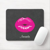 Hot Pink Lips Glamour Illustration Mousepad (Mit Mouse)