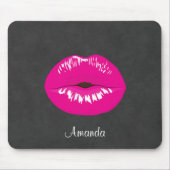 Hot Pink Lips Glamour Illustration Mousepad (Vorne)