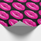 Hot Pink Lips Glamour Illustration Muster Geschenkpapier (Ecke)