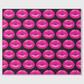 Hot Pink Lips Glamour Illustration Muster Geschenkpapier (Flach)