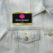 Hot Pink Lips Glamour Illustration Namensschild (Beispiel)