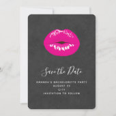 Hot Pink Lips Glamour Illustration Save The Date (Vorderseite)