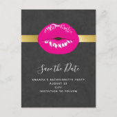 Hot Pink Lips Glamour Illustration Save the Date Einladungspostkarte (Vorderseite)