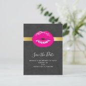 Hot Pink Lips Glamour Illustration Save the Date Einladungspostkarte (Stehend Vorderseite)