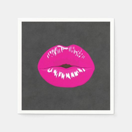 Hot Pink Lips Glamour Illustration Serviette (Vorderseite)