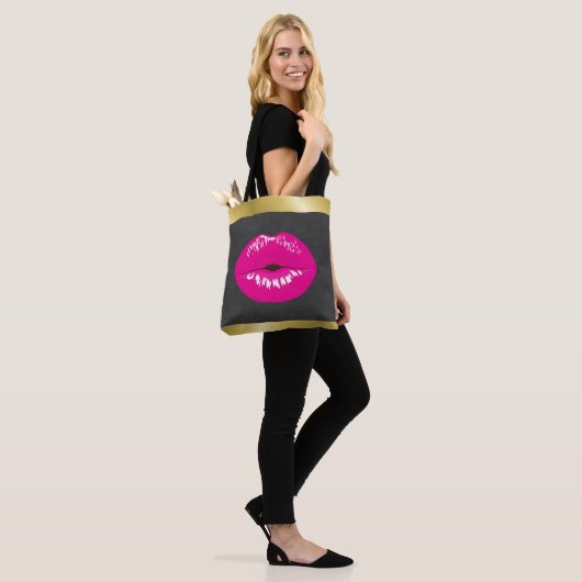 Hot Pink Lips Glamour Illustration Tasche (Am Model)