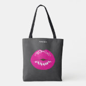 Hot Pink Lips Glamour Illustration Tasche (Rückseite)