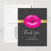 Hot Pink Lips Glamour Illustration Vielen Dank Postkarte (Vorne/Hinten)