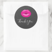 Hot Pink Lips Glamour Illustration Vielen Dank Runder Aufkleber (Tasche)