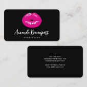 Hot Pink Lips Glamour Illustration Visitenkarte (Vorne/Hinten)