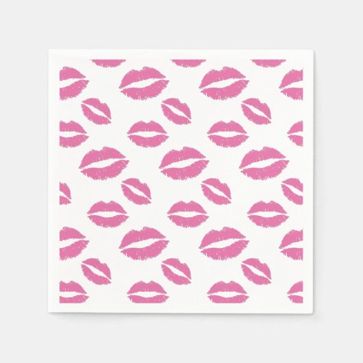 Hot Pink Lips Kiss Pattern Girl Sweet 16 Serviette (Vorderseite)
