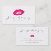 Hot Pink Lips Lipstick Makeup Artist Kosmetik Visitenkarte (Vorne/Hinten)