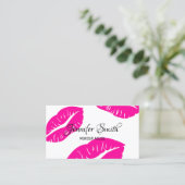 Hot Pink Lips Muster Makeup Artist Visitenkarte (Stehend Vorderseite)