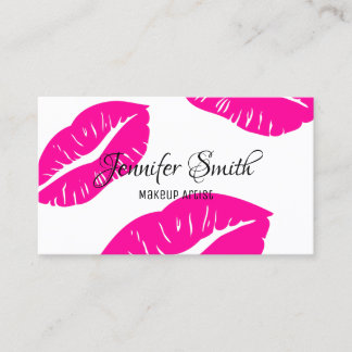 Hot Pink Lips Muster Makeup Artist Visitenkarte