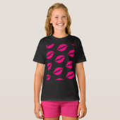 Hot Pink Lips Pattern Graphic T-Shirt (Vorne ganz)