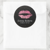 Hot Pink Lips Rose Gold Confetti Makeup Artist Runder Aufkleber (Tasche)