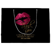 Hot Pink Lipstick auf schwarz - Danke Große Geschenktüte (Rückseite)