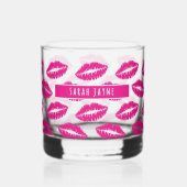 Hot Pink Lipstick Kiss Muster Whiskey Glass Whiskyglas (Vorderseite)