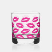Hot Pink Lipstick Kiss Muster Whiskey Glass Whiskyglas (Rückseite)