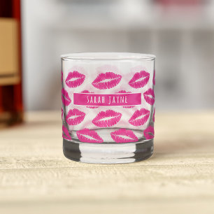 Hot Pink Lipstick Kiss Muster Whiskey Glass Whiskyglas