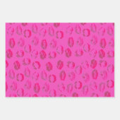 Hot Pink Lipstick Kisses Valentinstag Geschenkpapier Set (Vorderseite 3)