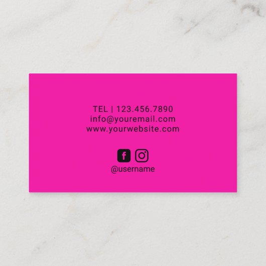 Hot Pink Lipstick Makeup Artist Black Beauty Salon Visitenkarte (Rückseite)