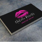 Hot Pink Lipstick Makeup Artist Black Beauty Salon Visitenkarte