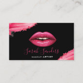 Hot Pink Lipstick Makeup Artist Black Visitenkarte (Vorderseite)