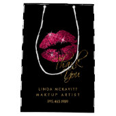 Hot Pink Lipstick und weiße Streifen - Vielen Dank Mittlere Geschenktüte (Rückseite)