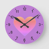 Hot Pink love heart Runde Wanduhr (Vorderseite)