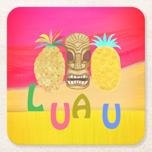 Hot Pink Luau Rechteckiger Pappuntersetzer (Vorderseite)