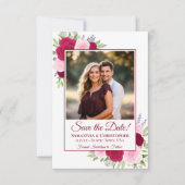 Hot Pink Magenta & Blush Boho Rose Foto Hochzeit Save The Date (Vorderseite)
