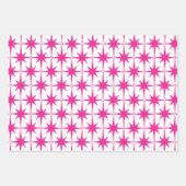Hot Pink Magenta Bright Retro Sternexplosion Muste Geschenkpapier Set (Vorderseite 2)