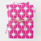 Hot Pink Magenta Bright Retro Sternexplosion Muste Geschenkpapier Set (Beispiel)