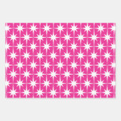Hot Pink Magenta Bright Retro Sternexplosion Muste Geschenkpapier Set (Vorderseite)