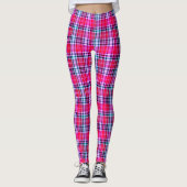 Hot Pink Magenta Dense Modern Tartan Leggings (Vorderseite)