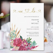 Hot Pink Magenta Floral Elegantes Gold Script Herz Einladung